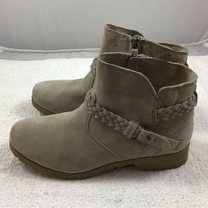 New Teva De La Vina Women’s Ankle Boots Brown/beige Suede Side Zip